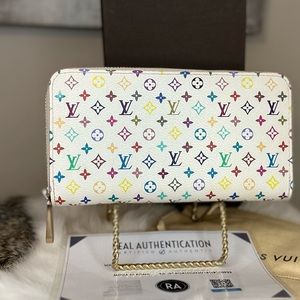 PRICE DROP! LOUIS VUITTON MONOGRAM MURAKAMI WHITE MULTICOLOR LONG ZIPPY WALLET